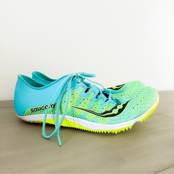 Saucony Neon Blue Yellow Endorphin 2 Track Shoes sz 7.5 - Picture 2 of 9